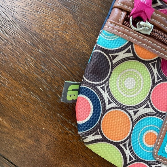 Lily Bloom Triple Zip Crossbody Geometric Colorful Purse Adjustable Strap - Picture 4 of 15